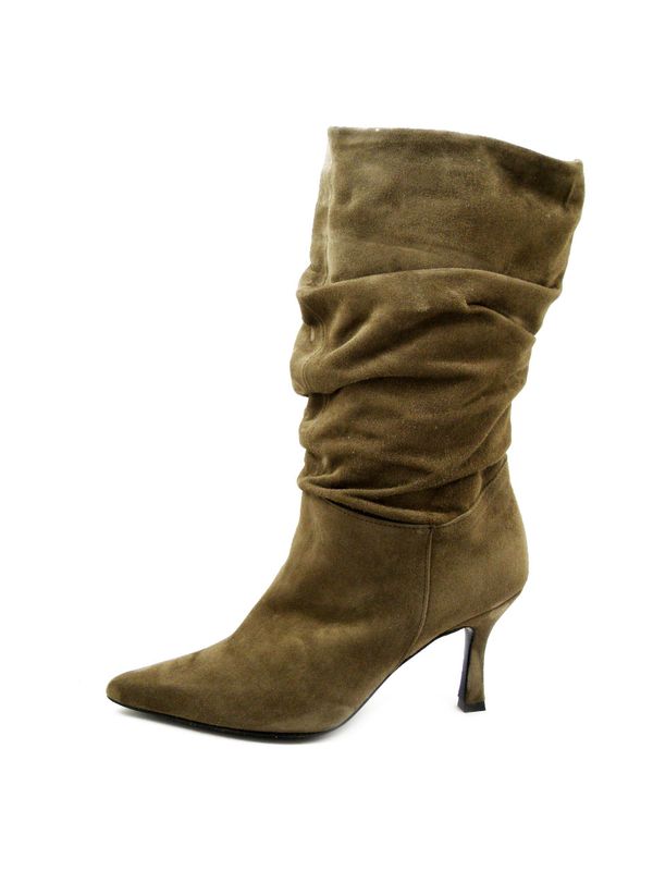 Stivali Donna in Pelle Camoscio Beige Taupe, Tacco Medio 7 cm, Made in Italy - MARBELLA Stivali Donna in Pelle Camoscio Beige Taupe, Tacco Medio 7 cm, Made in Italy - MARBELLA