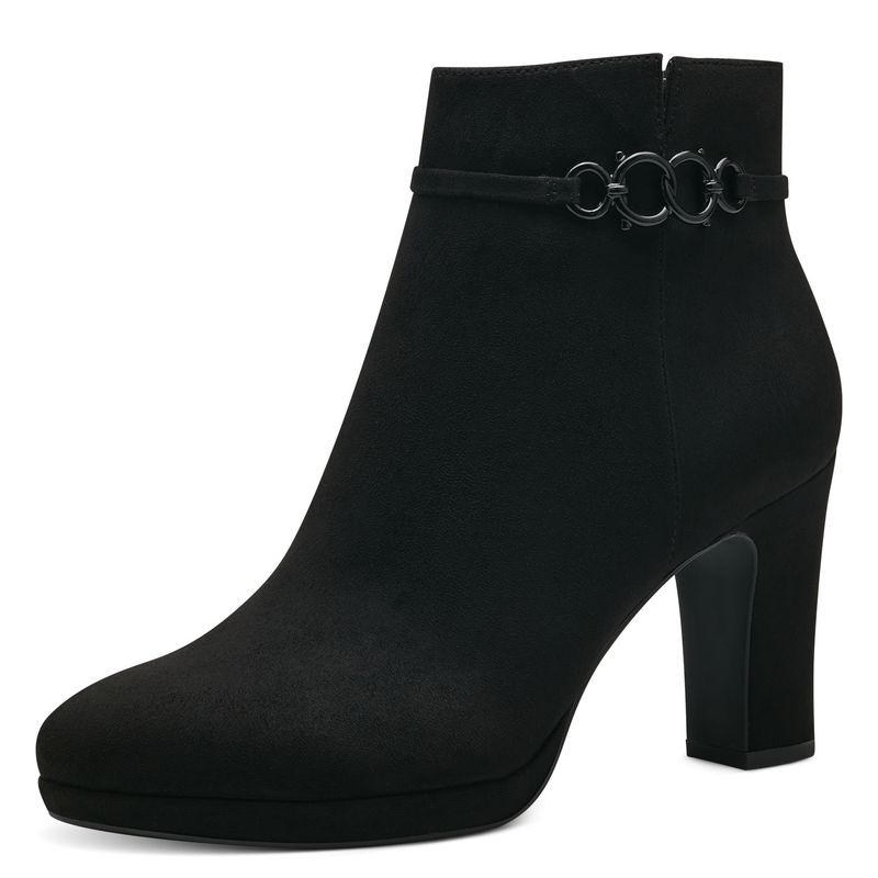 Stivaletti Tronchetto Donna Scamosciato Vegan Nero, Tacco Alto e Plateau, Tamaris - 25349