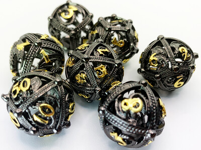 Round Bumpy Dice - Drake with Gold Numbers Hollow Metal Dice Set