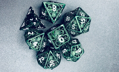 Green Painted Octopus Hollow Copper Dice Set
