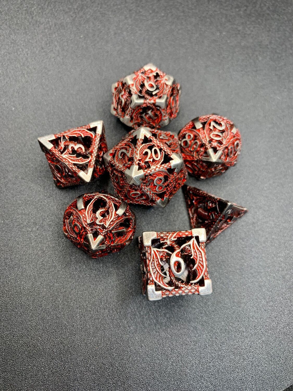 Red Drake Hollow Metal Dice Set