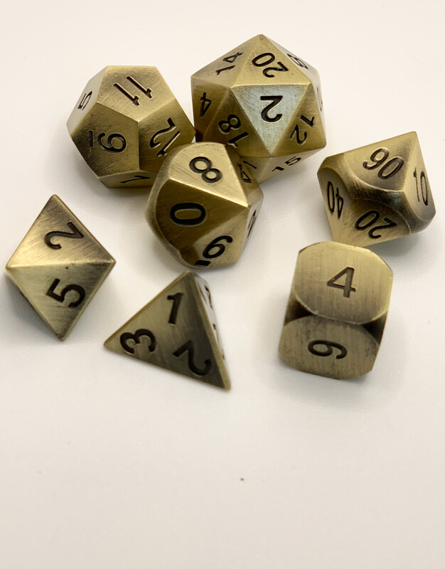 Solid Bronze 7 Dice Set