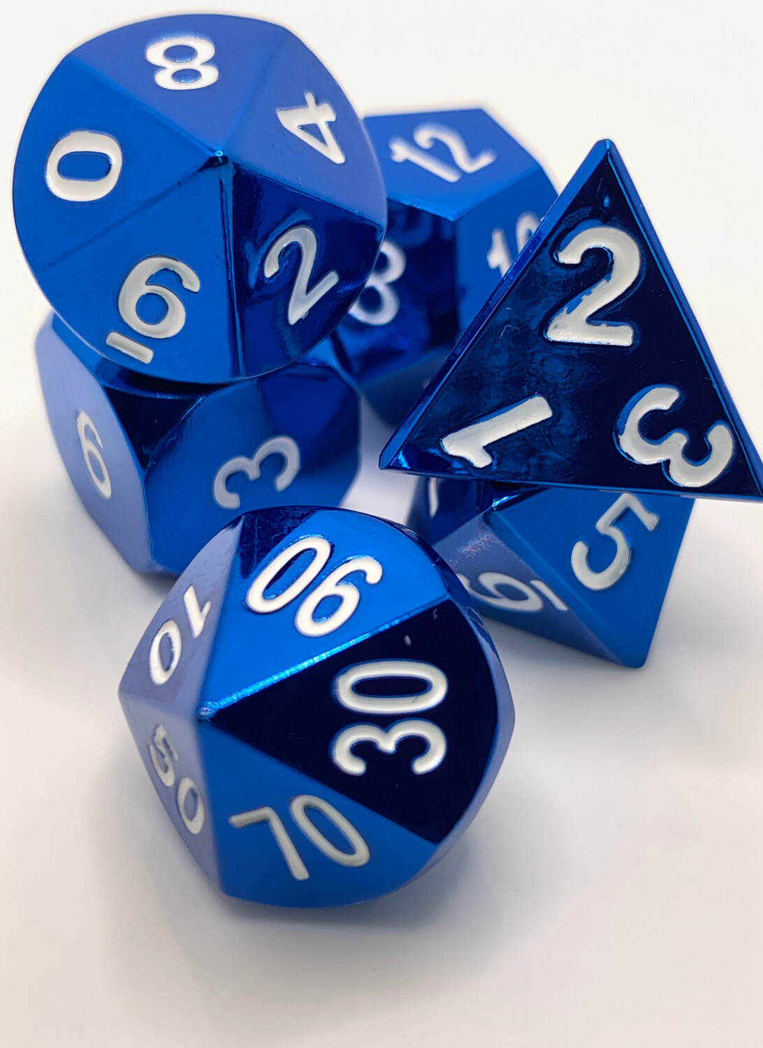 Solid Metal Blue 7 Dice Set