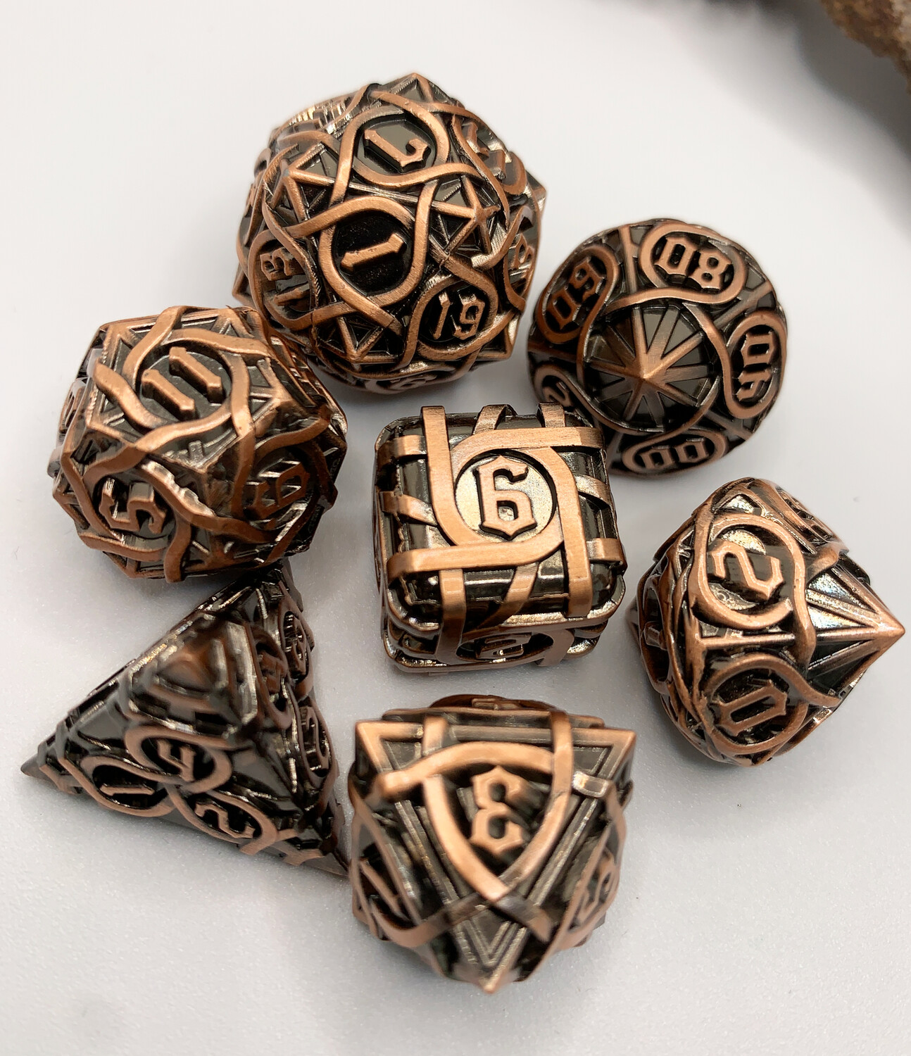 Copper Braid Solid Metal Dice Set