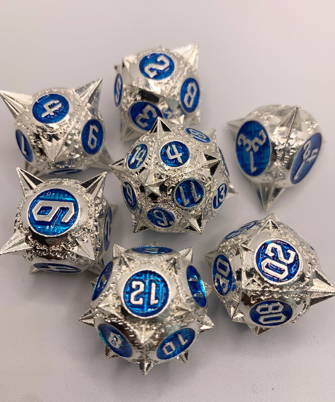 Silver & Sapphire Morning Star Dice Set