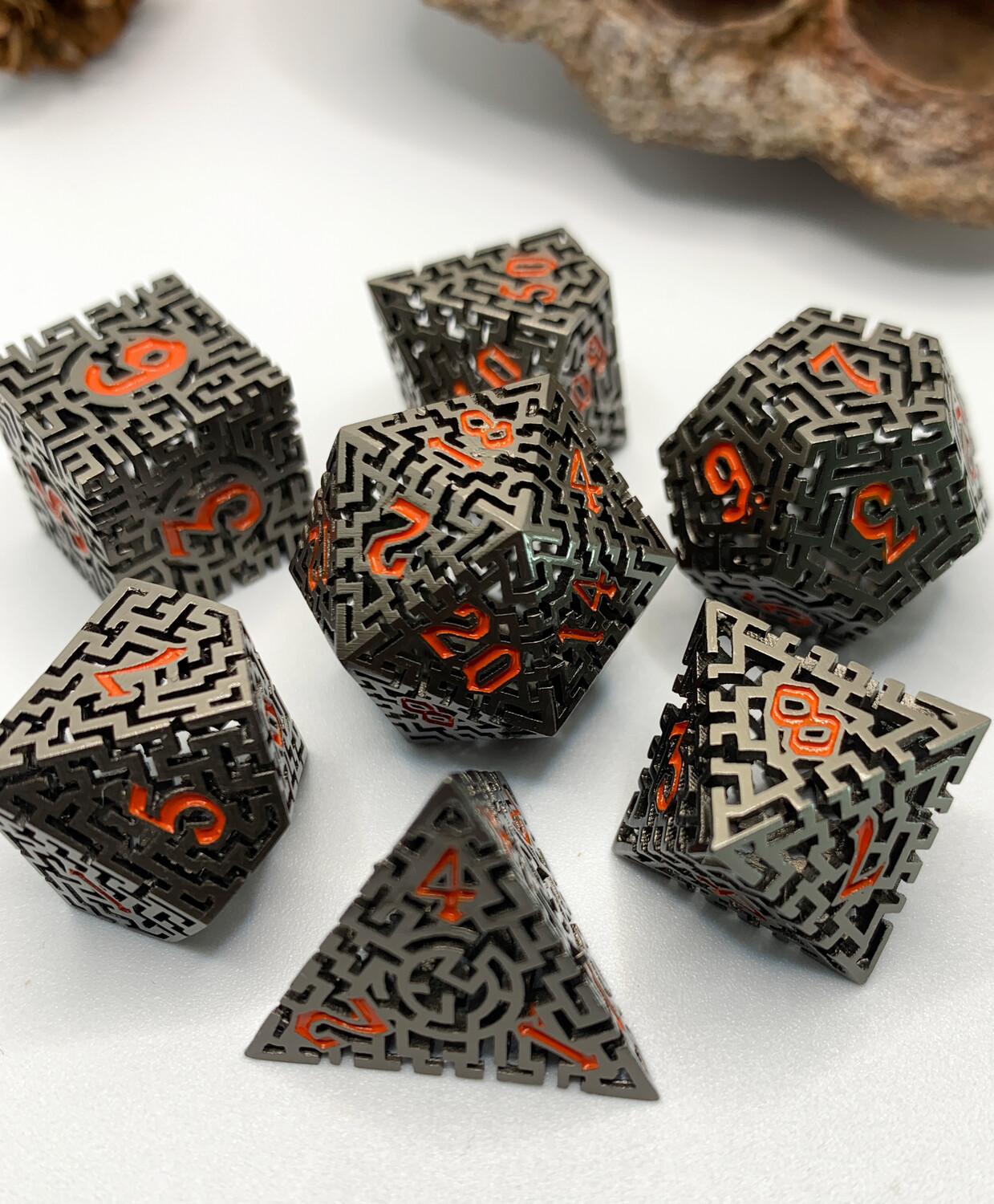 Red & Black Labyrinth Hollow Dice Set