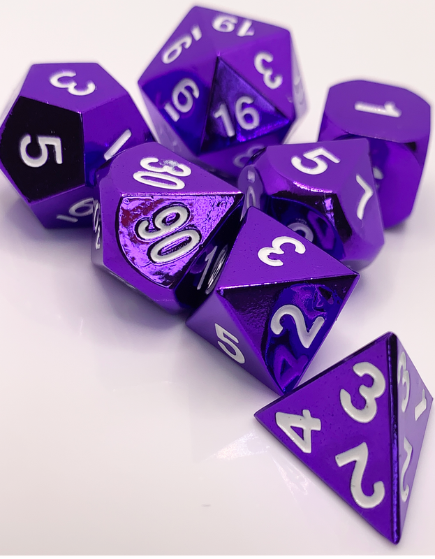 Solid Metal Purple 7 Dice Set