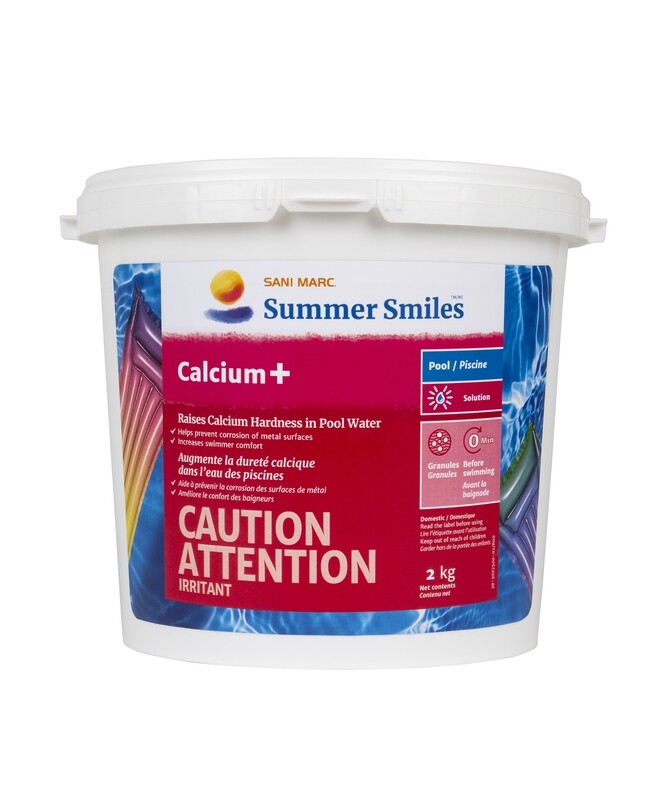 Summer Smiles Calcium+ helps to keep pool water perfectly balanced to prevent the corrosion of metal surfaces. Balancing calcium hardness will also increase swimmer comfort and protect pool equipment.