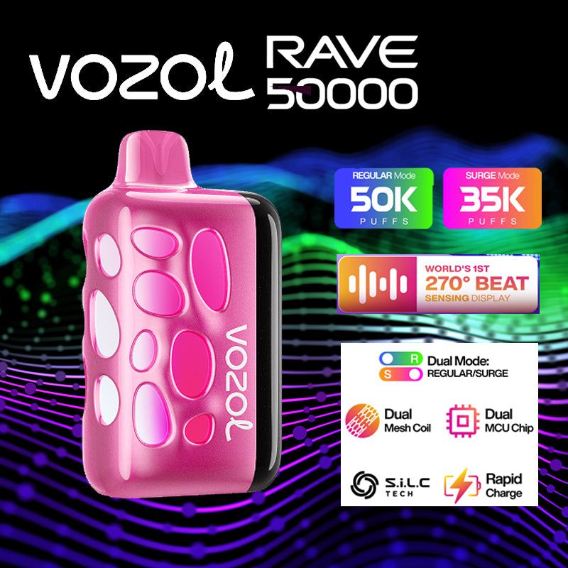 VOZOL RAVE 50,000 PUFFS CLEAR BLUE