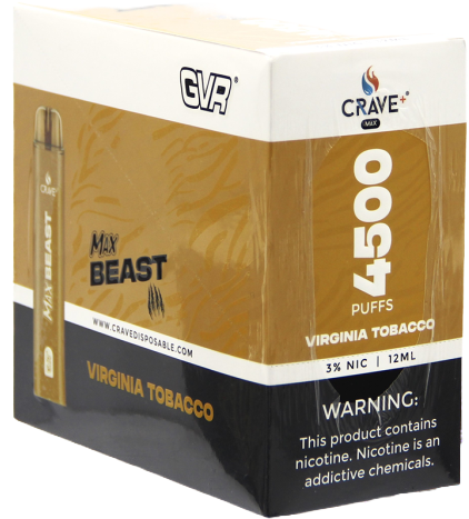 Crave  Beast 4500 -Virginia Tobacco Disposable Vape