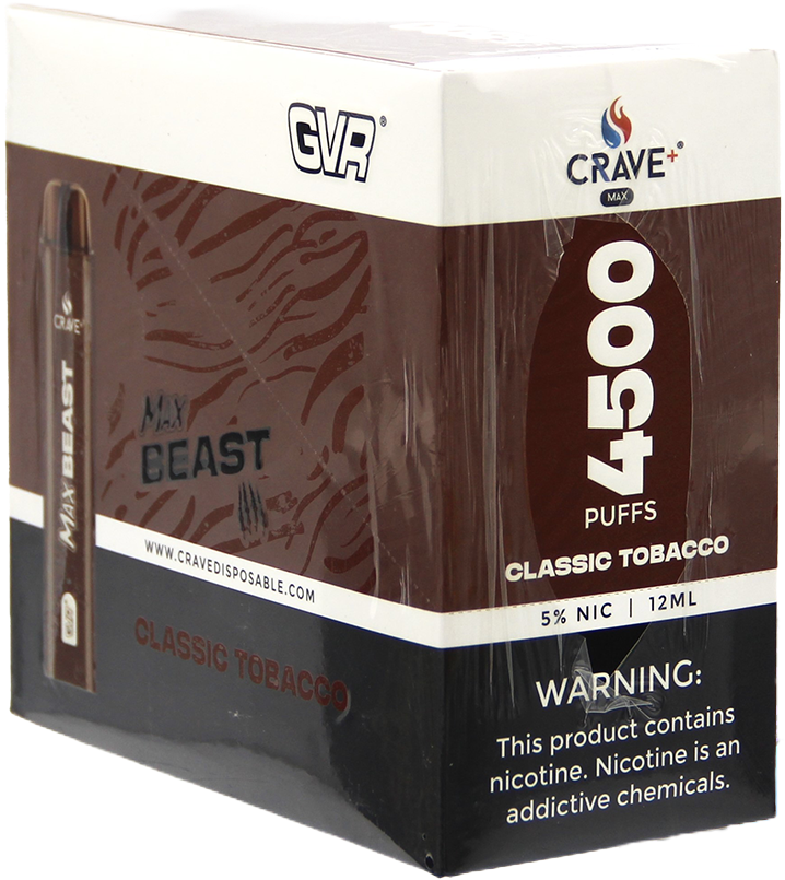 Crave Beast 4500 - Classic Tobacco Disposable Vape Crave Beast 4500 - Classic Tobacco Disposable Vape