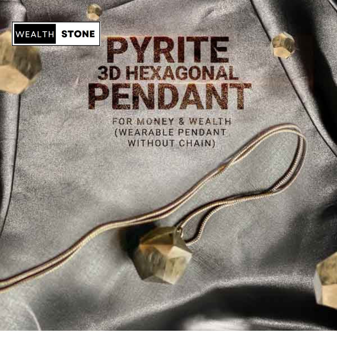 Pyrite 3d hexagonal Pendant (Wearable Pendant without chain)