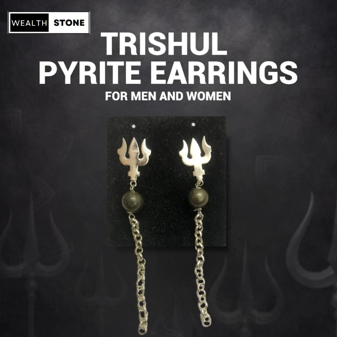 Trishul Pyrite Earrings for men and women
