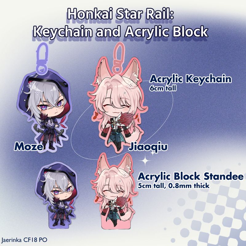 Gradient Keychain and Standee,HSR Jiaoqiu Moze