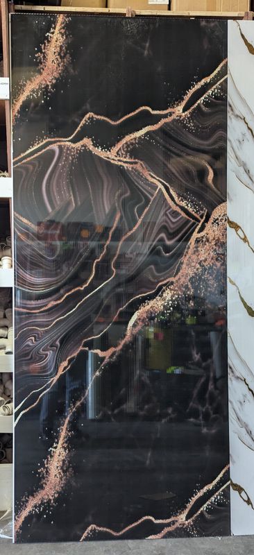 Upvc Decorative Black marble Gold Glittery 1000x2400x10mm Panel