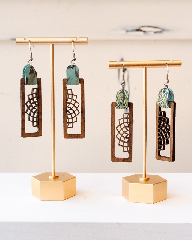 Half Mandala Wood Earrings