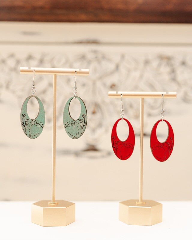 Floral Carved Oval Earrings