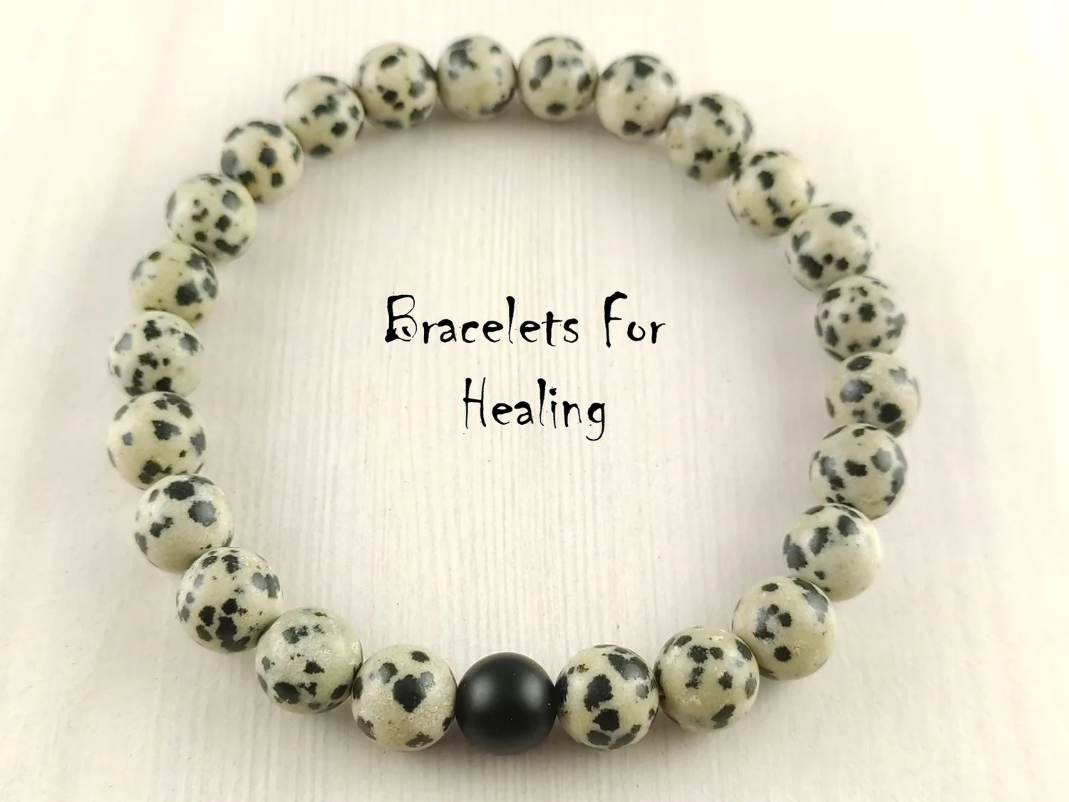 Dalmatian &amp; Onyx Bracelet