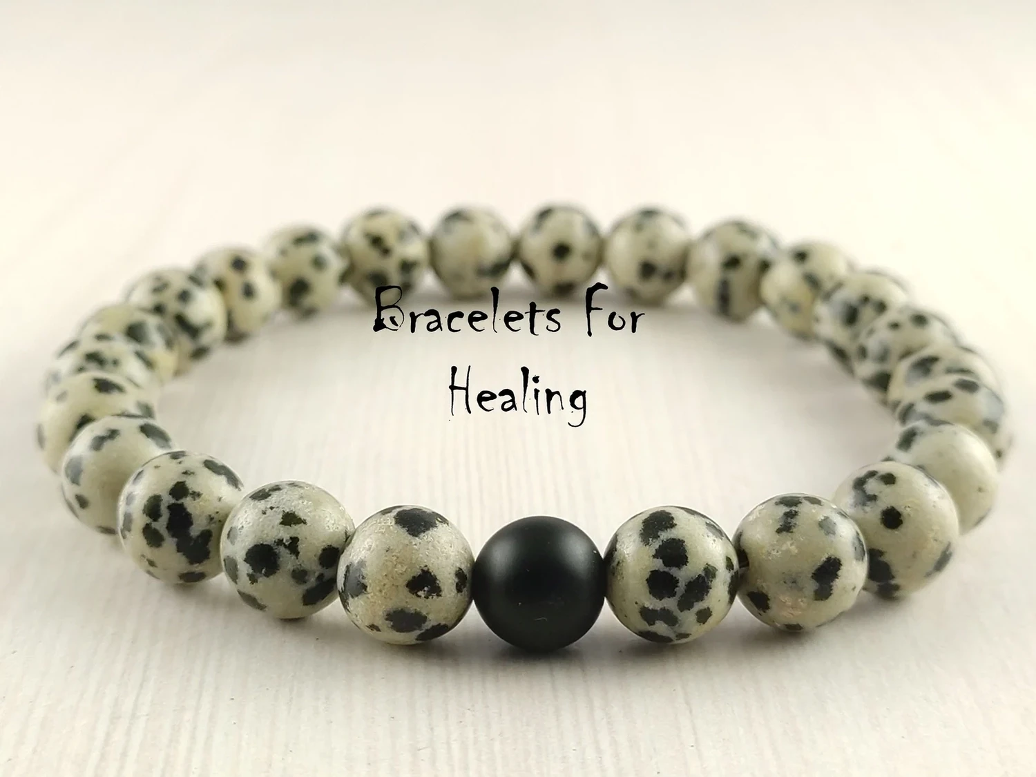 Dalmatian &amp; Onyx Bracelet
