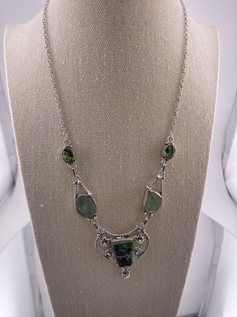 Ruby in Zoisite and Amethyst Genuine Gemstone in Sterling Silver