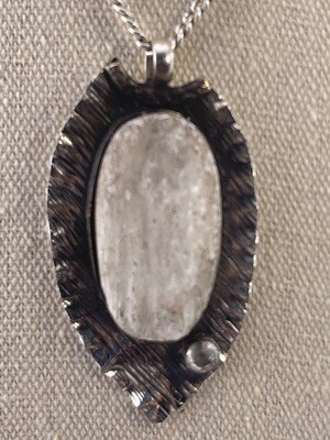 Rough Stone Selenite Topaz Genuine Gemstone in Sterling Silver