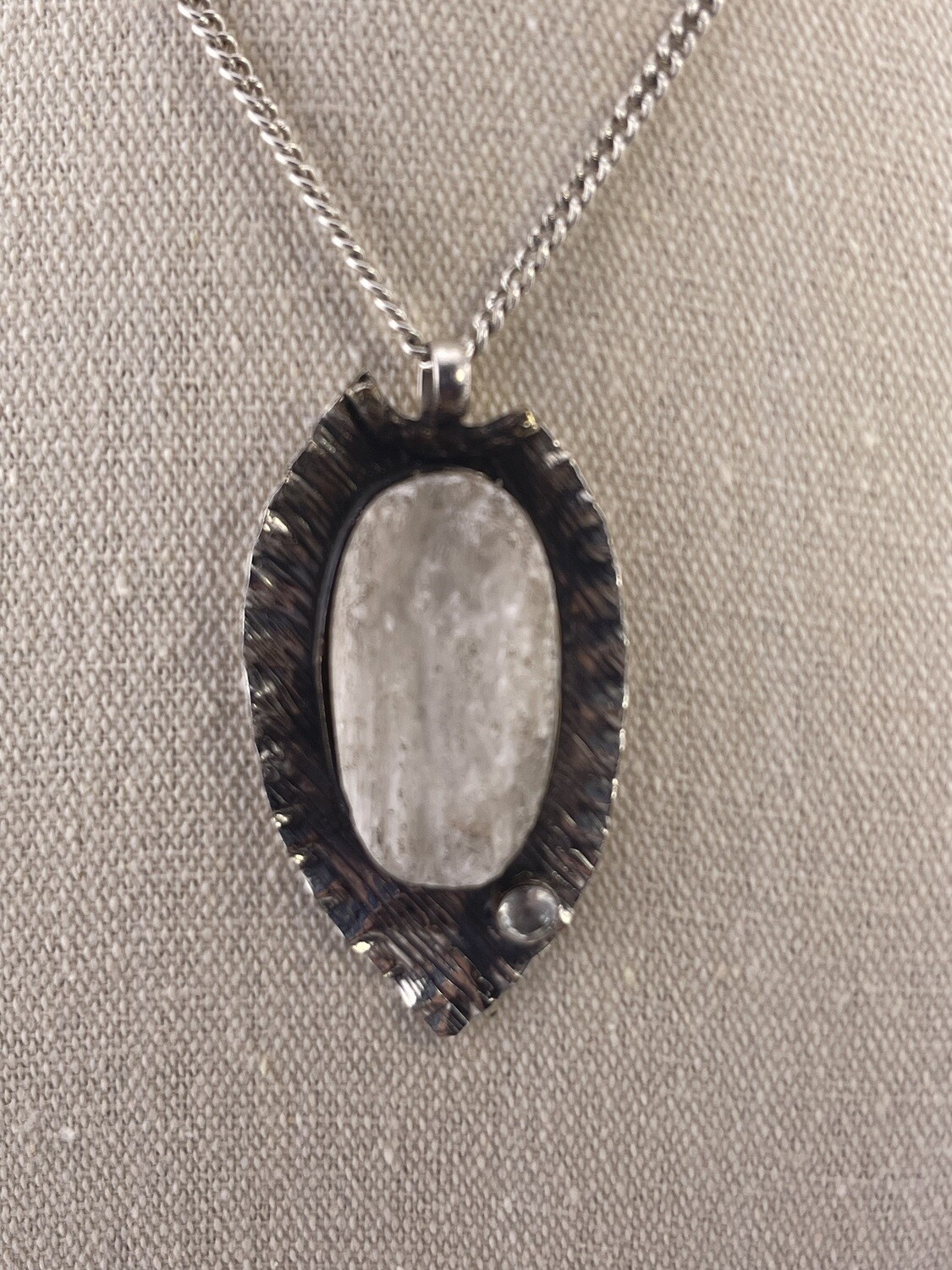 Rough Stone Selenite Topaz Genuine Gemstone in Sterling Silver