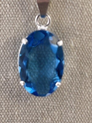 Blue Topaz with Sterling Silver Pendant