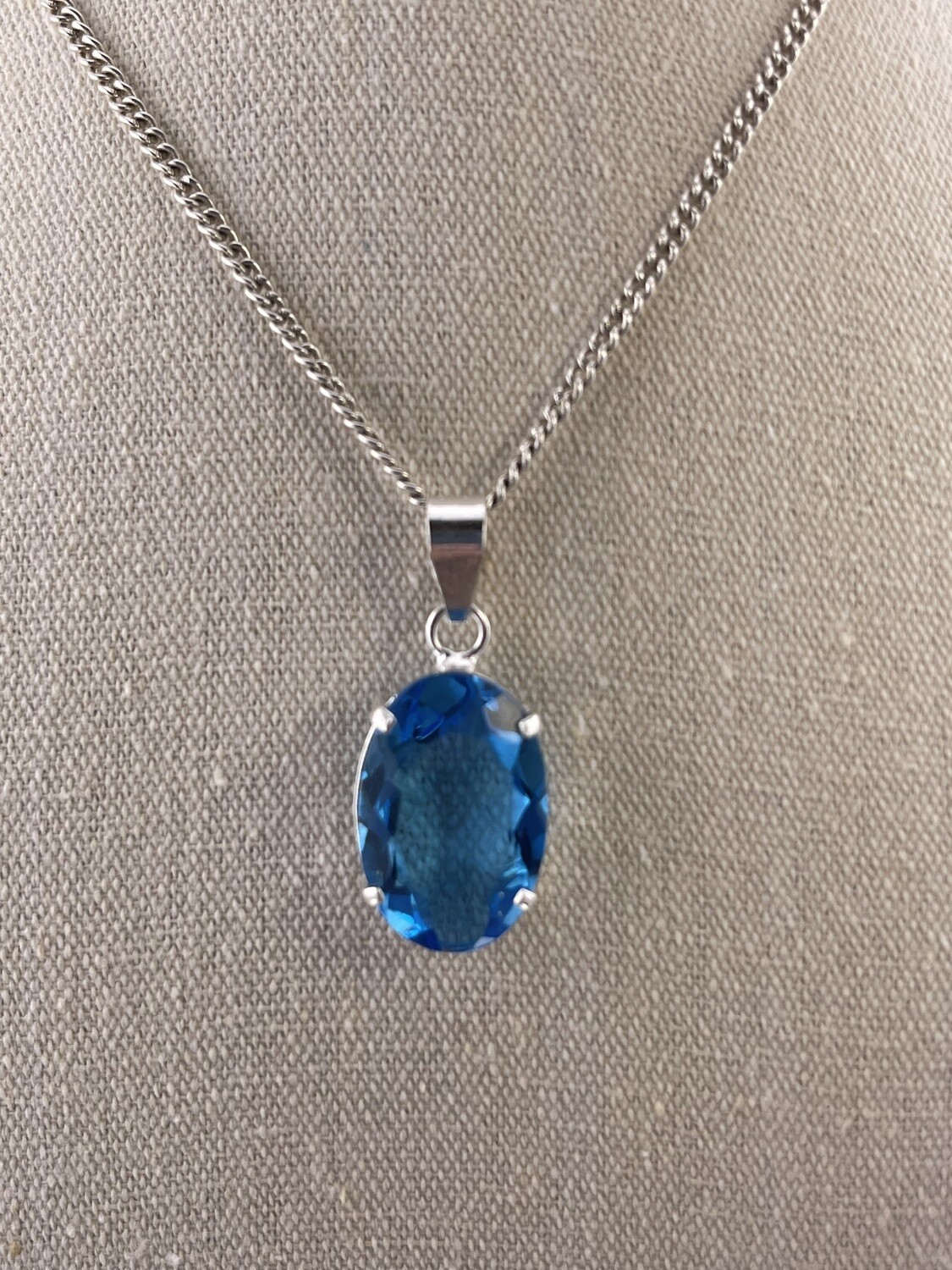 Blue Topaz with Sterling Silver Pendant