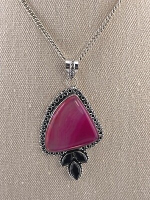 Pink Banded Agate with Spinal Stone with Sterling silver