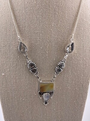 Mother of Pearl and Topaz in Sterling Silver Necklace