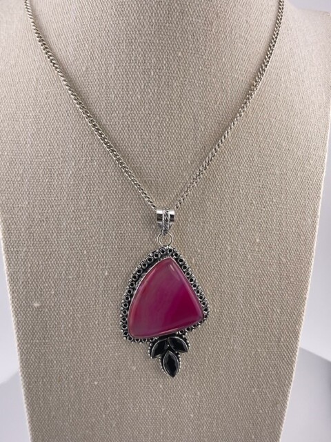 Pink Banded Agate with Spinal Stone with Sterling silver