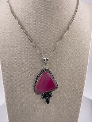 Pink Banded Agate with Spinal Stone with Sterling silver