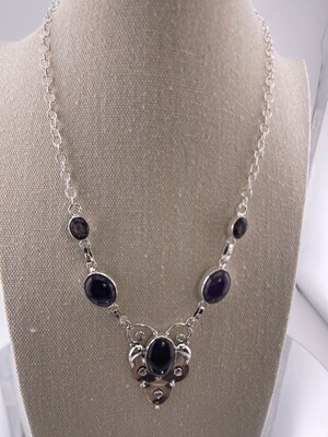 Purple Amethyst with Sterling Silver and Chain