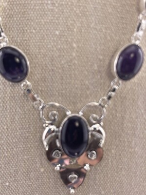 Purple Amethyst with Sterling Silver and Chain