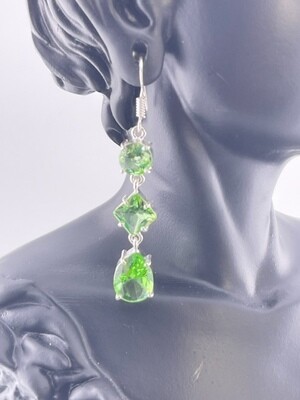 Green Amethyst Stud/Hook with Sterling Silver
