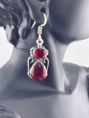 Mozambique Red Garnet Gemstone with Sterling Silver