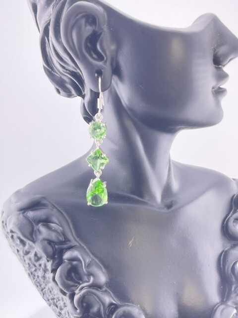 Green Amethyst Stud/Hook with Sterling Silver