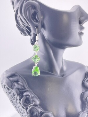 Green Amethyst Stud/Hook with Sterling Silver