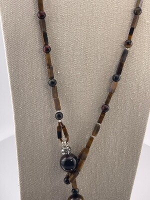 Tiger Eye Lariat with Sterling Silver