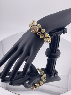 Double Stacking Bracelet with Citrine and Hematite Stone