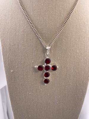 Red Garnet Set in Sterling Silver Pendant