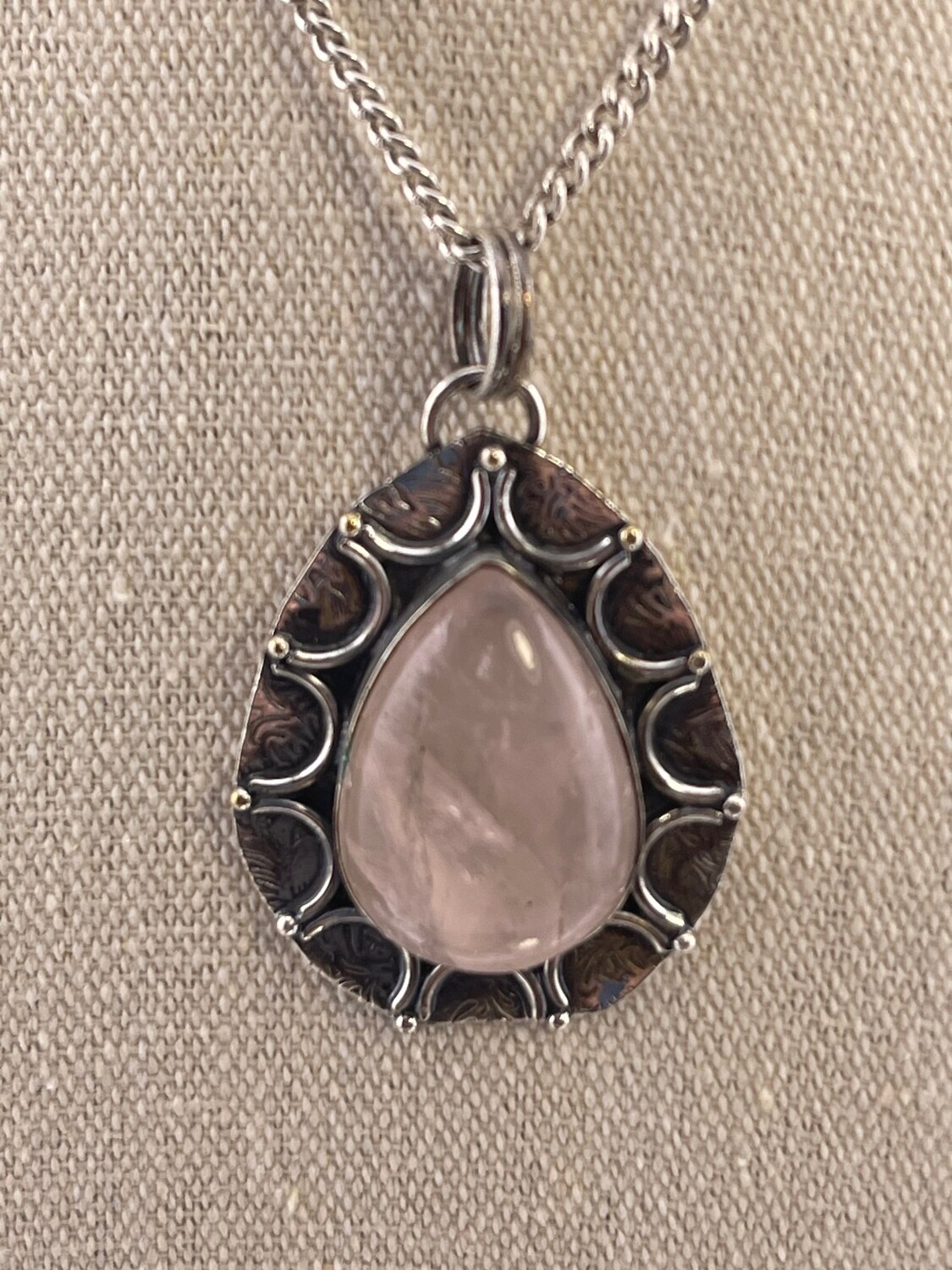 Rose Quartz Set in Sterling Silver Pendant