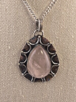 Rose Quartz Set in Sterling Silver Pendant