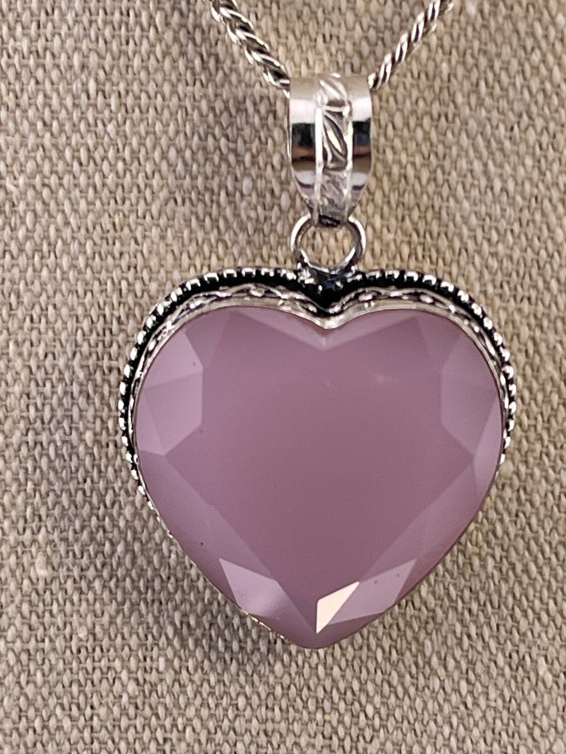 Rose Quartz Gemstone set in Sterling Silver Pendant
