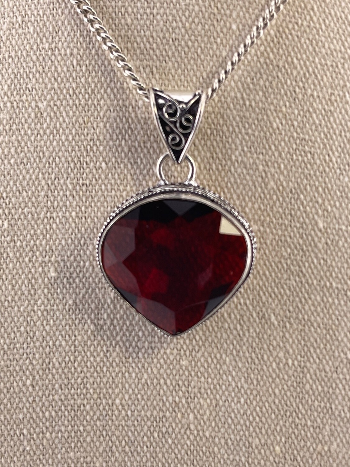 Mozambique Garnet Gemstone set in Sterling Silver