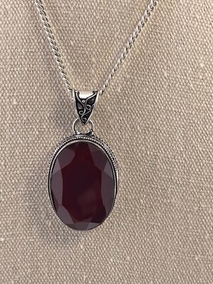 Red Garnet Gemstone set in Sterling Silver