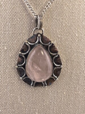 Rose Quartz Set in Sterling Silver Pendant