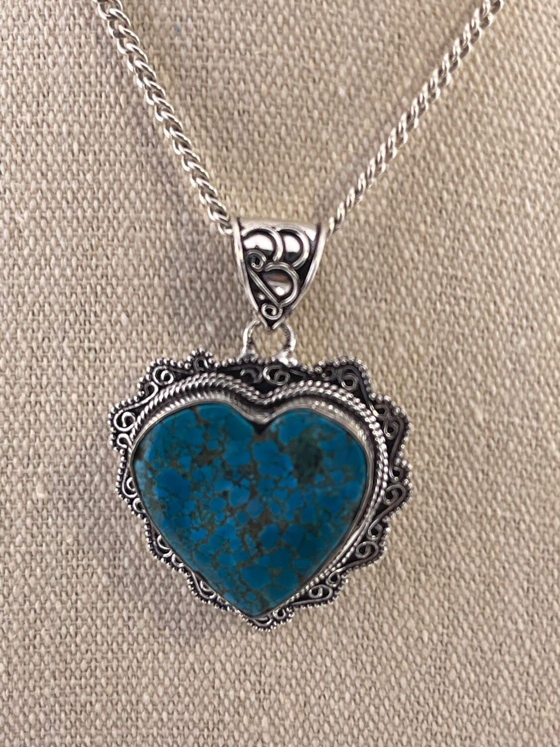 Tibetan Turquoise Gemstone Set in Sterling Silver