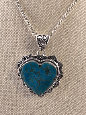 Tibetan Turquoise Gemstone Set in Sterling Silver