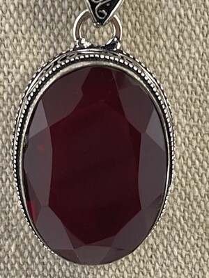 Red Garnet Gemstone set in Sterling Silver